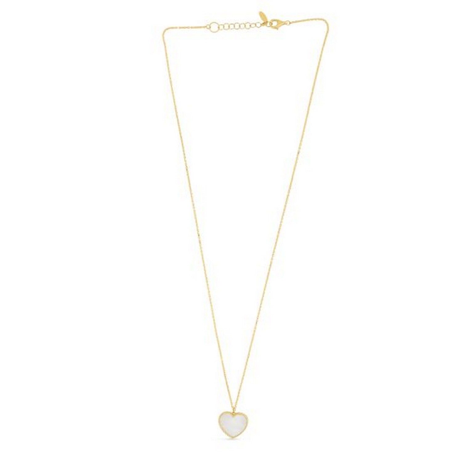 14k Yellow Gold High Polish Heart Pearl Paste Necklace - Image 4