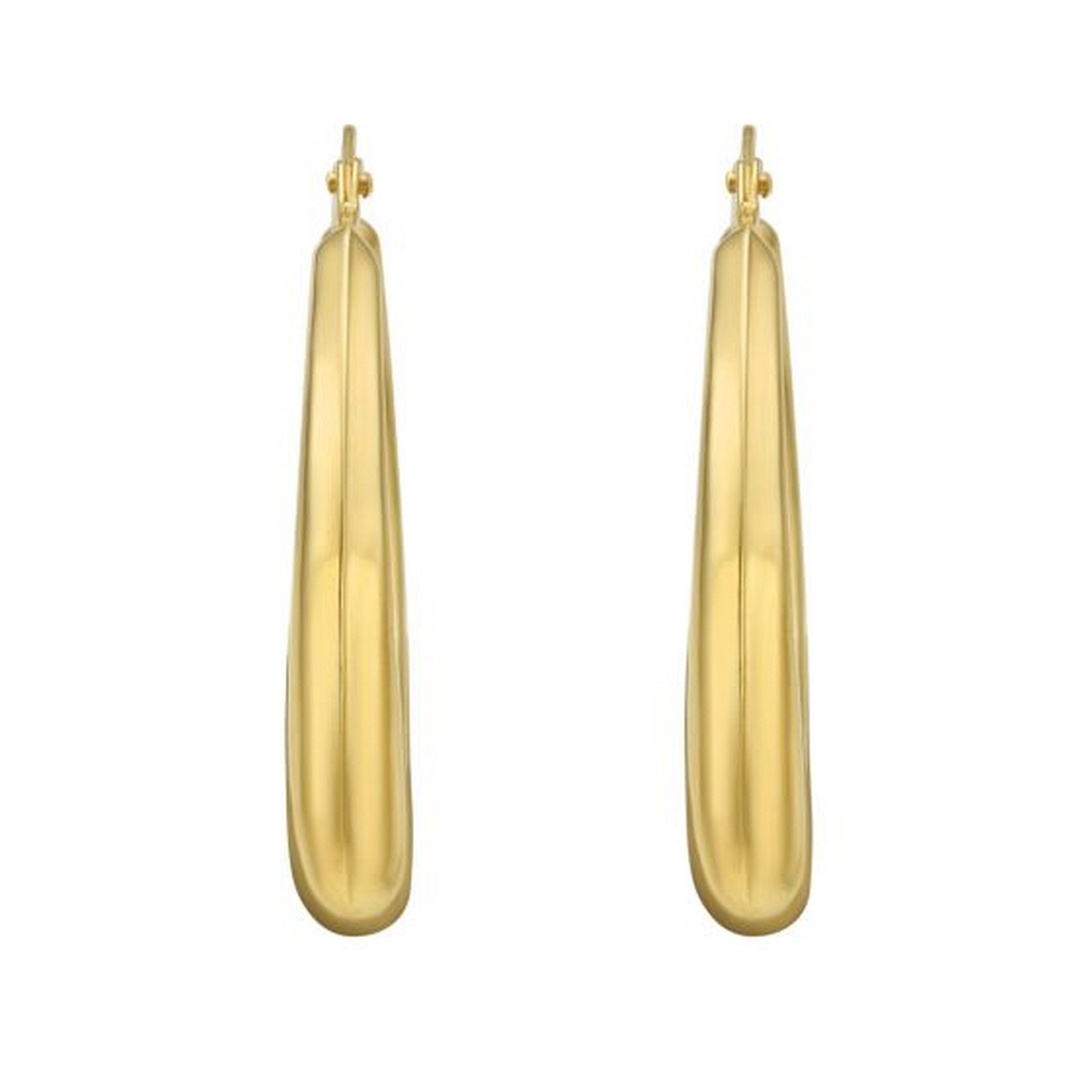 14K Yellow Gold Round Back to Back Hoop Earrings - Image 2
